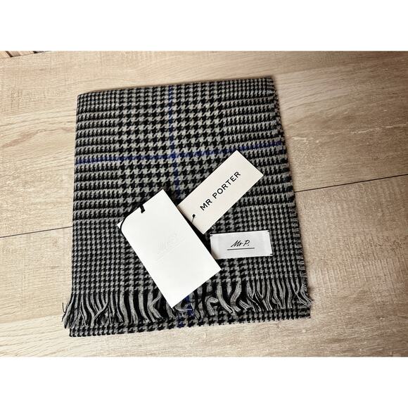 Mr Porter Wool and Cashmere Glen Check Scarf One Size - Picture 1 of 14